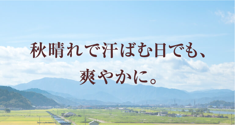 秋晴れで汗ばむ日でも、爽やかに。
