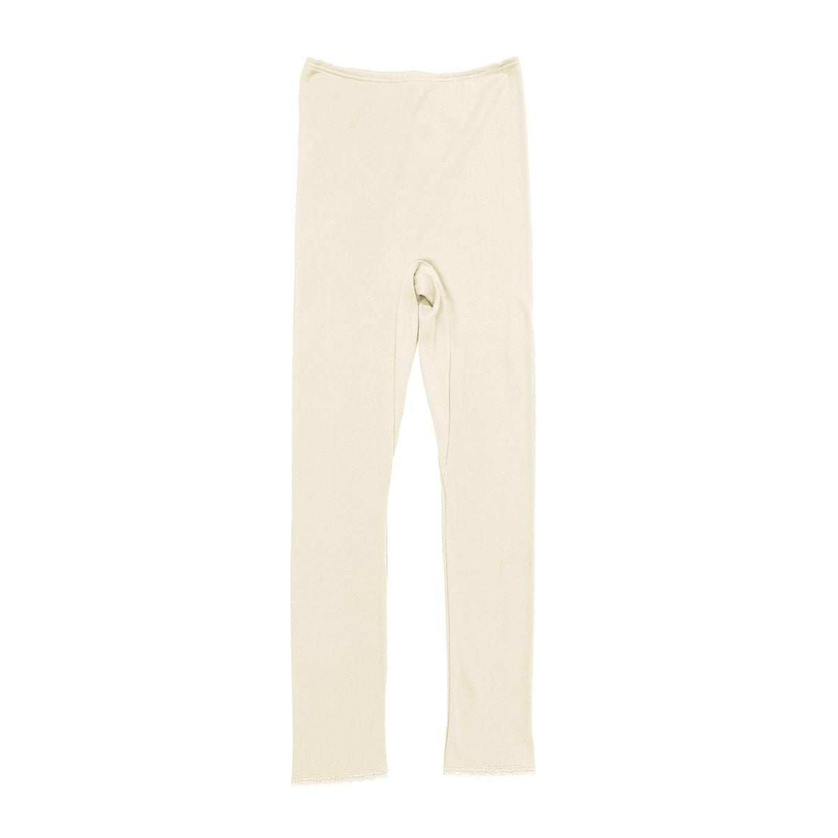 肌ごころ エイトロック編み レース付き 8分丈ボトム