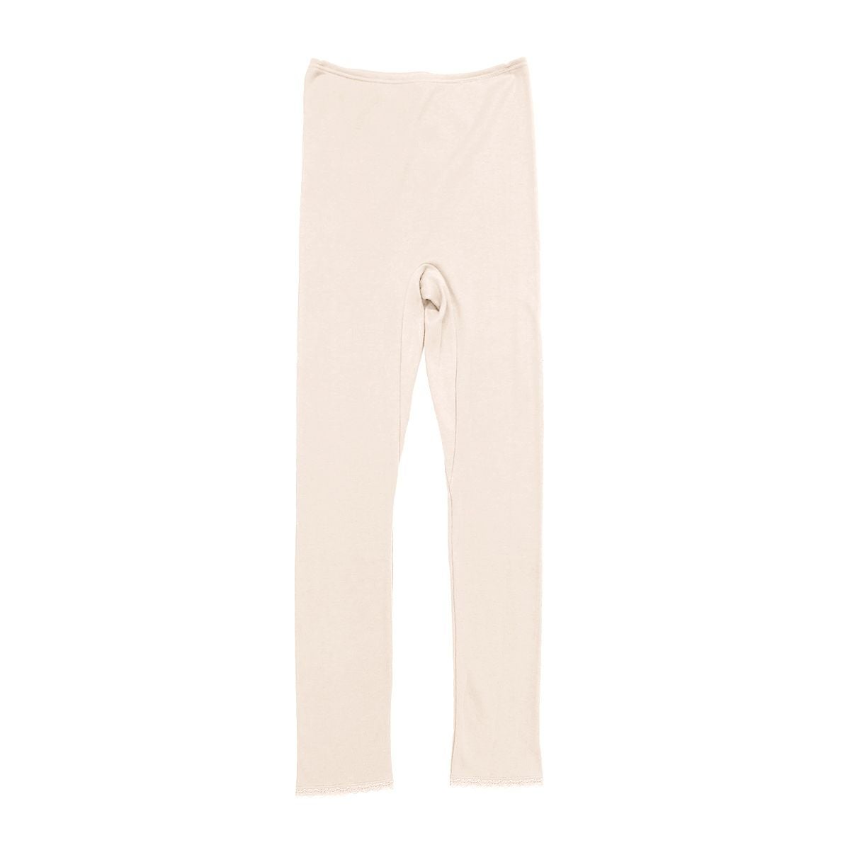 肌ごころ エイトロック編み レース付き 8分丈ボトム