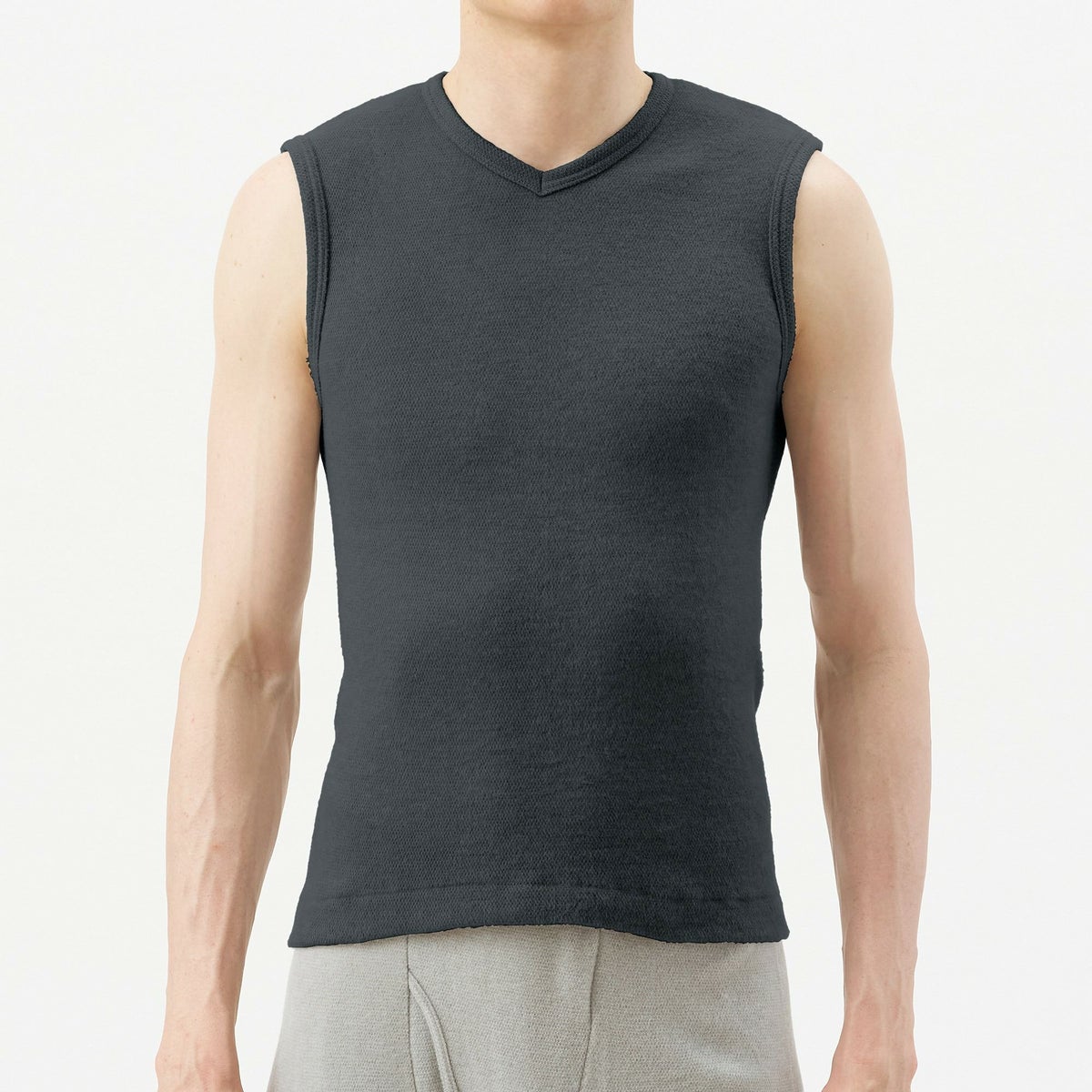 粋肌着 温仕立て V首スリーブレスシャツ