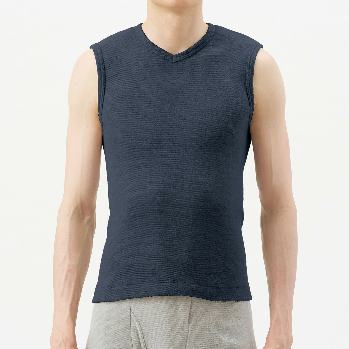 粋肌着 温仕立て V首スリーブレスシャツ