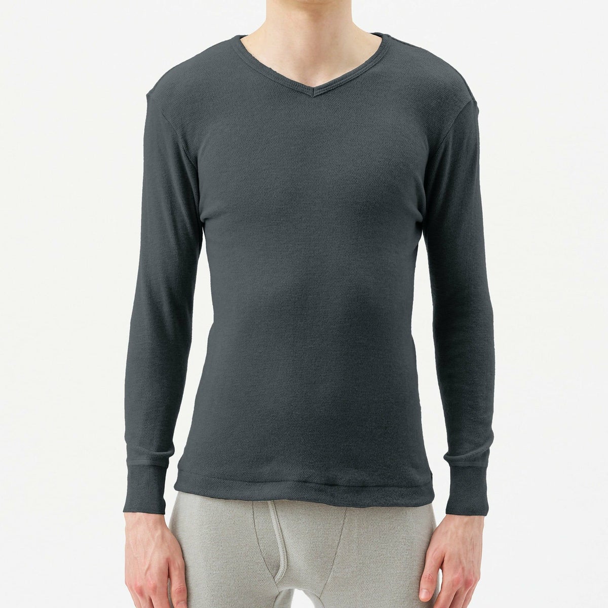 粋肌着 温仕立て 長袖V首シャツ