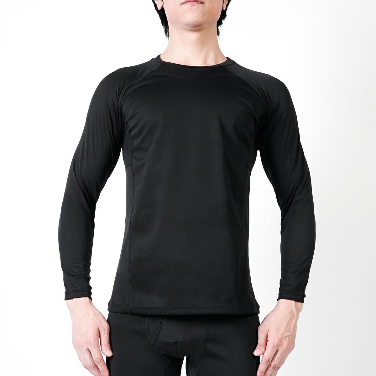 BREEZE/TEX 光蓄熱 メンズ 長袖モックネック シャツ M・L・LL