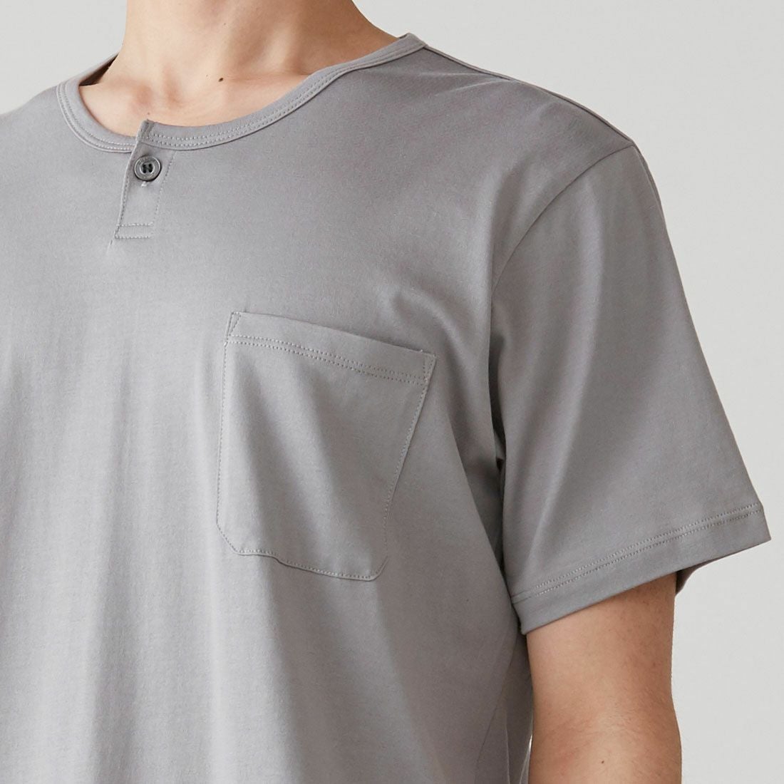 エポカ ウォモ コットンシルク半袖ヘンリーネックカットソー