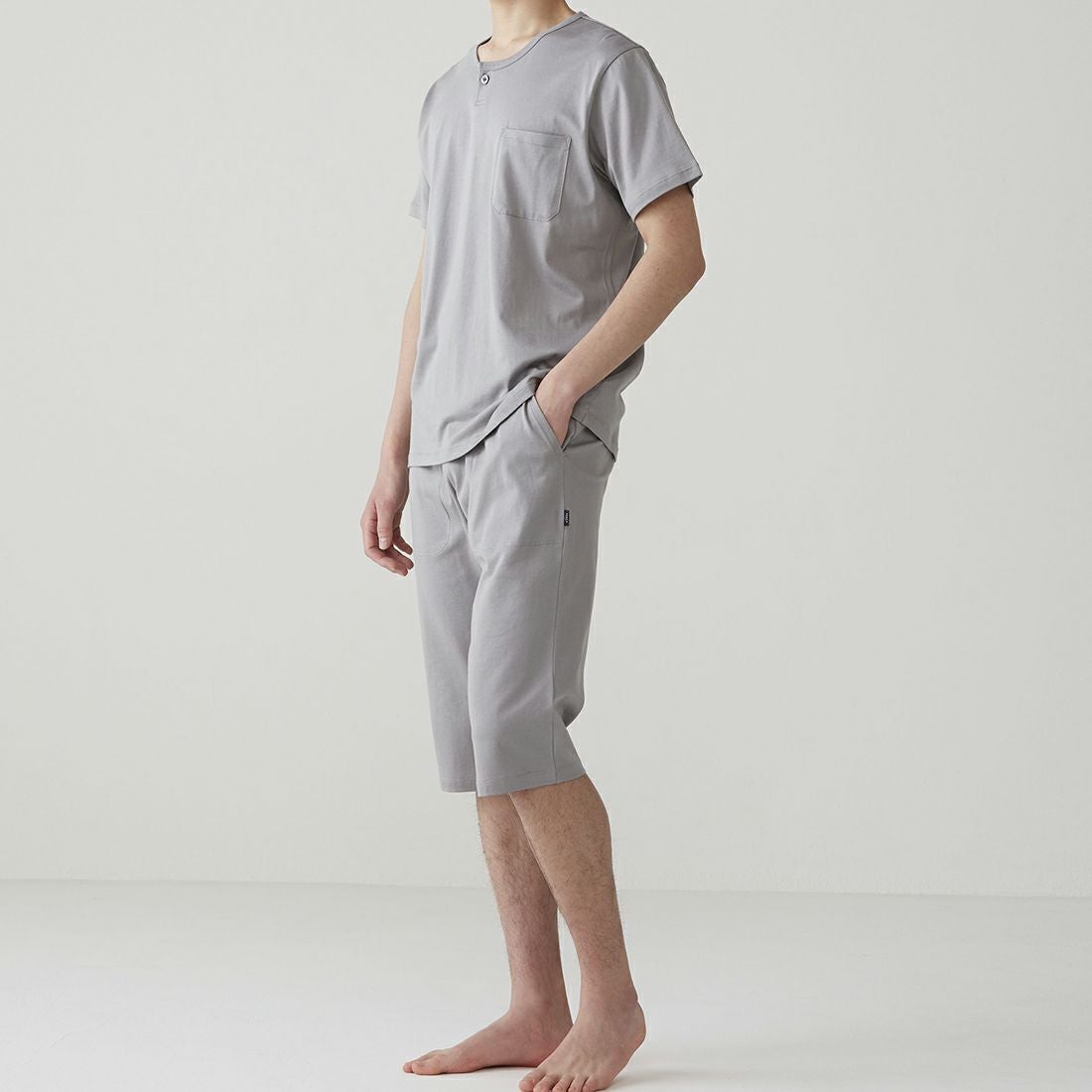 エポカ ウォモ コットンシルク半袖ヘンリーネックカットソー