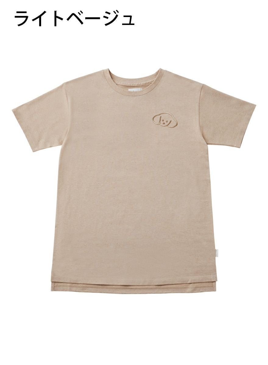 レディースチュニックTシャツ たれみみ犬刺繍