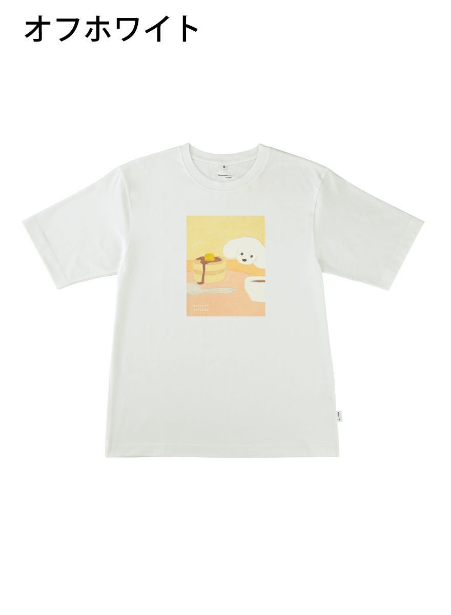 ビッグサイズシルエットTシャツ ケーキを見つめる犬