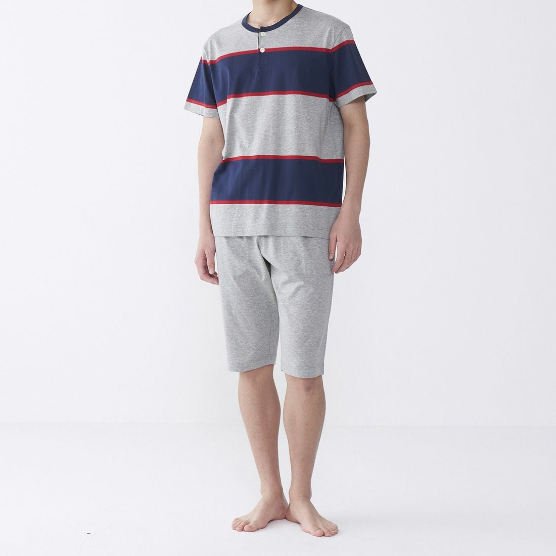 タケオキクチ　半袖ヘンリーネックシャツ