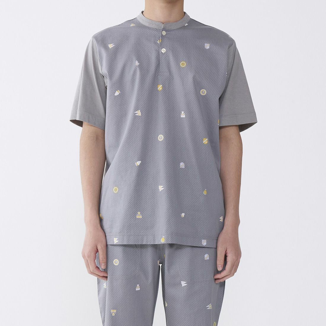 タケオキクチ　半袖スタンドカラーシャツ