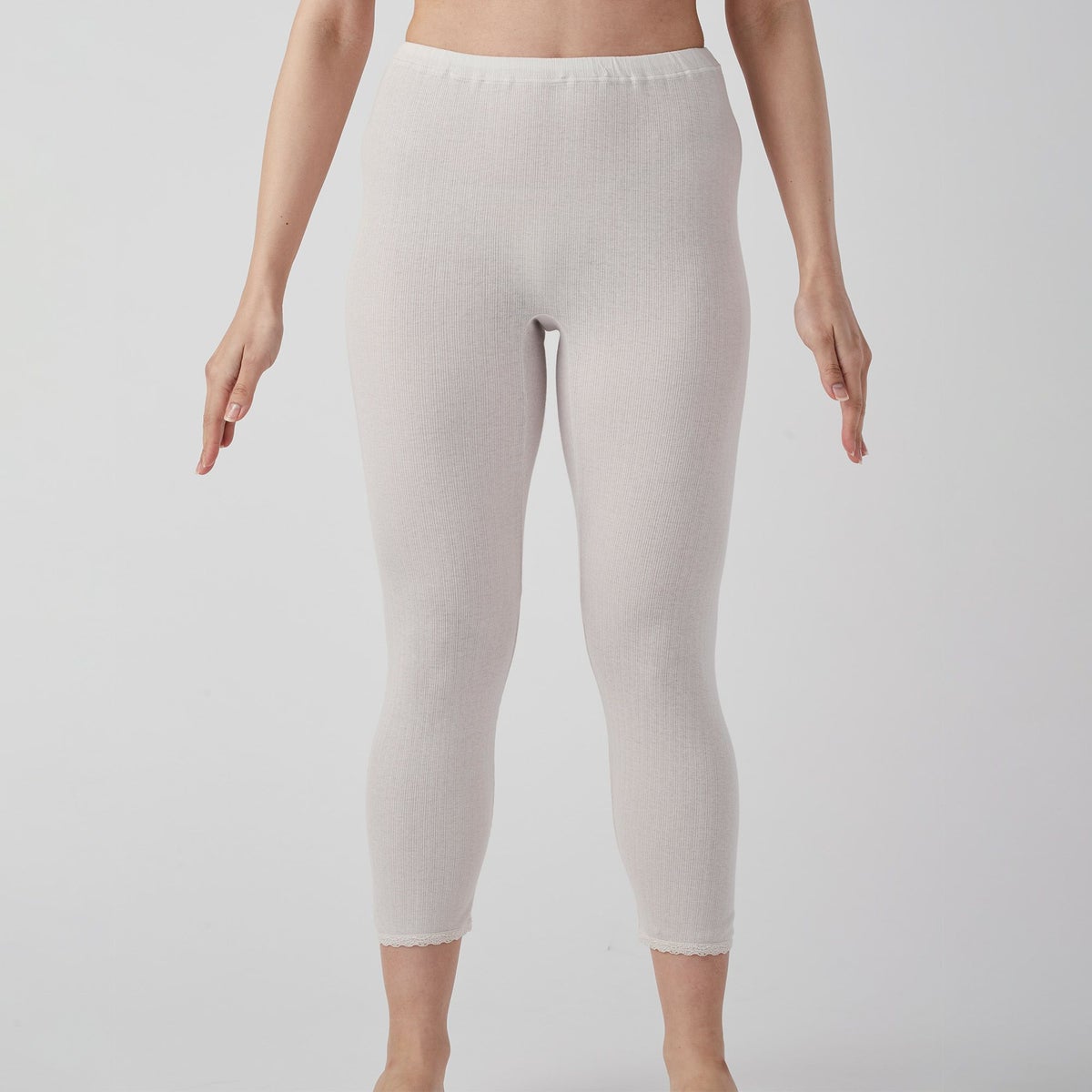 肌ごころ すぅーCOTTON 綿100％針抜き 8分丈ボトム