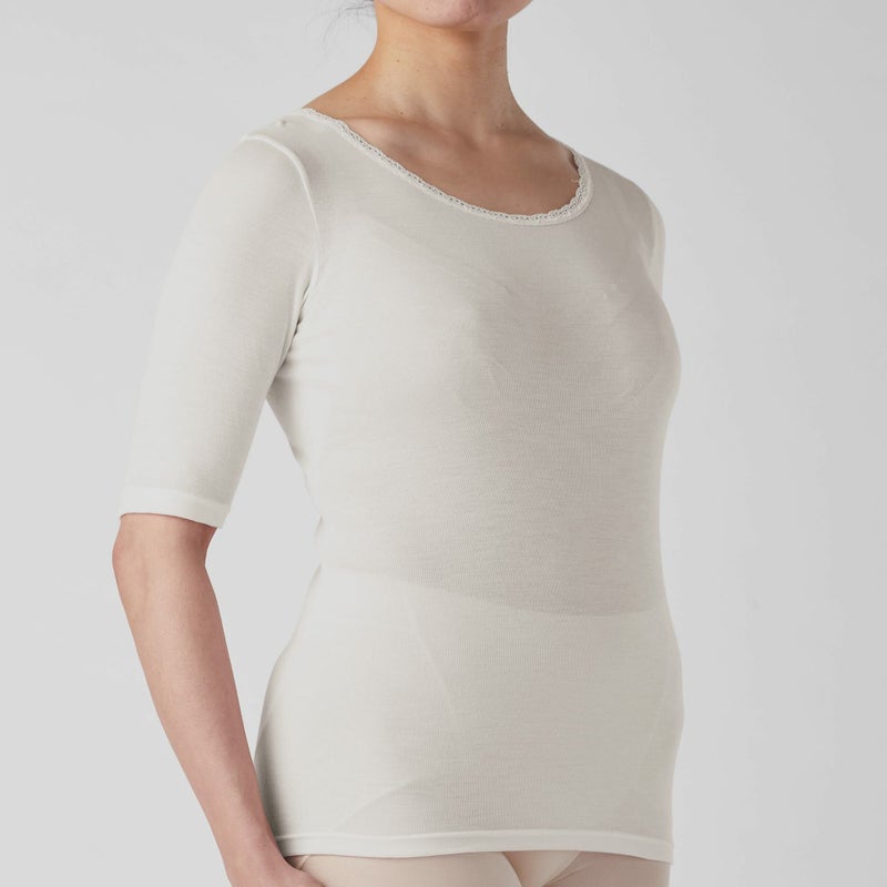 肌ごころ シルク混５分袖インナー