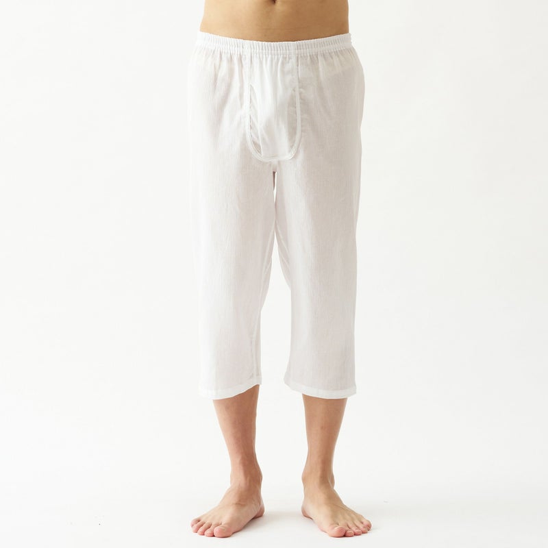 三つ桃クレープ 綿80％ 麻20％ 前開きロンパン